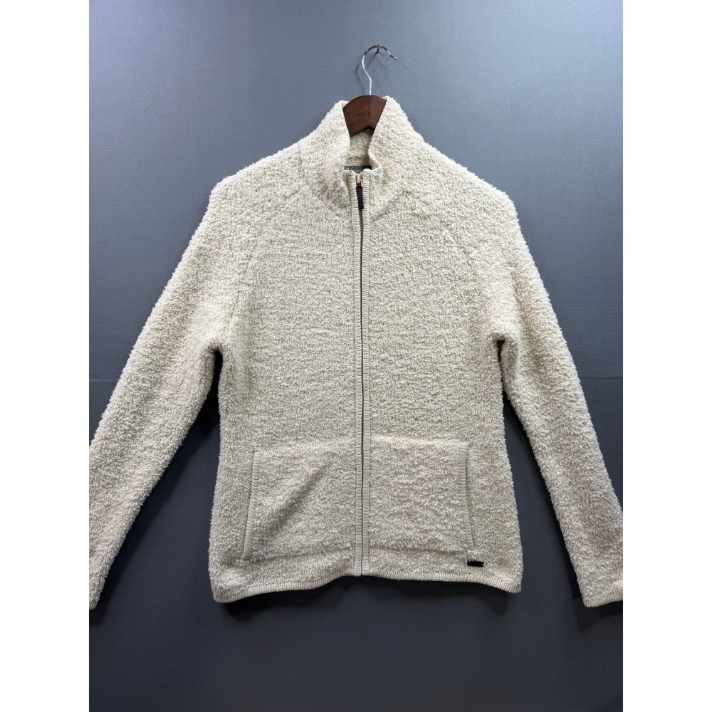 Natural Reflections Full Zip Sweater Womens Cream Popcorn Knit Mock Neck M